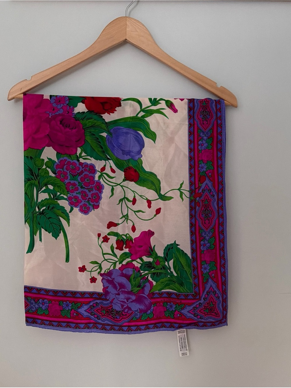 Vintage Silk Liz Claiborne Square Scarf  Floral Jewel Tone Made In Japan 31 X 31